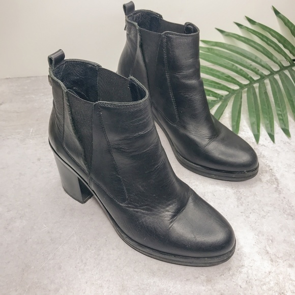 OFFICE London Black Heeled Ankle Booties Size 37 - Picture 3 of 8